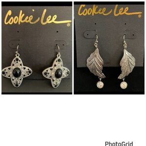 Cookie Lee Silver Earrings with Black Accents